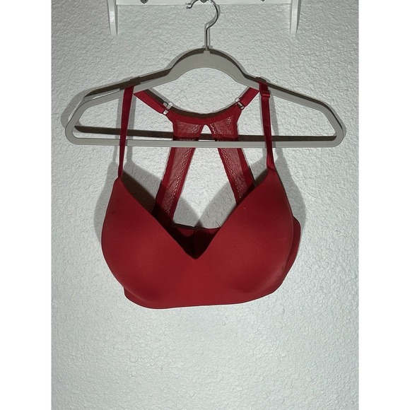 Victoria's Secret Other - Victorias Secret Red Lace T-shirt Wireless 36DDD Lightly Lined Bra